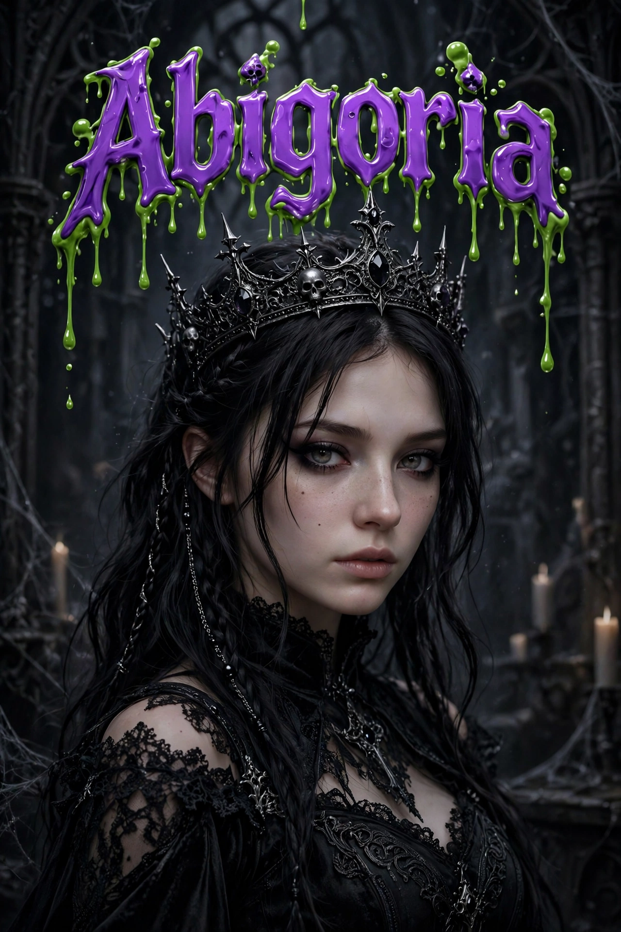 Abigoria — gothic queen mascot. Click to enter.